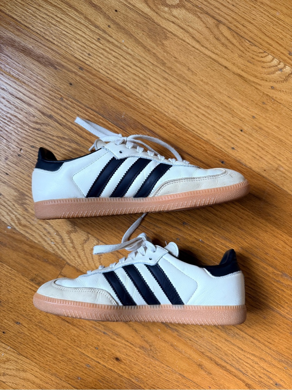adidas samba OG Cream and Black Classic Sneakers with Gold Tongue Logo - Picture 4 of 9